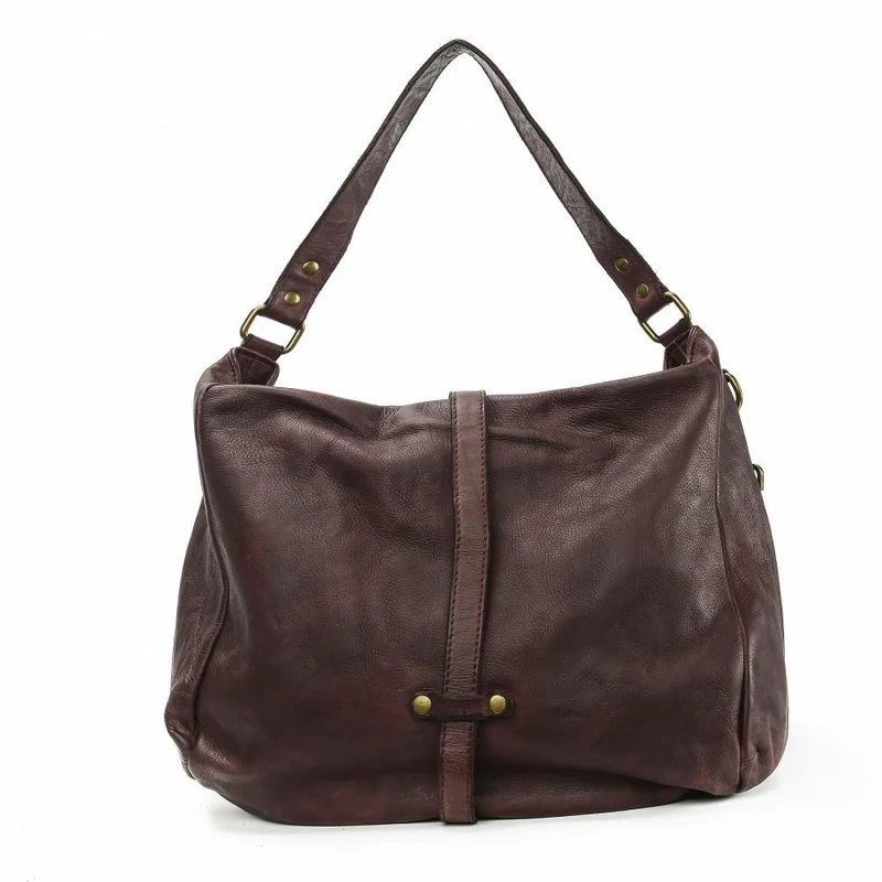 Sac messager en cuir vintage MISS CODY Prune