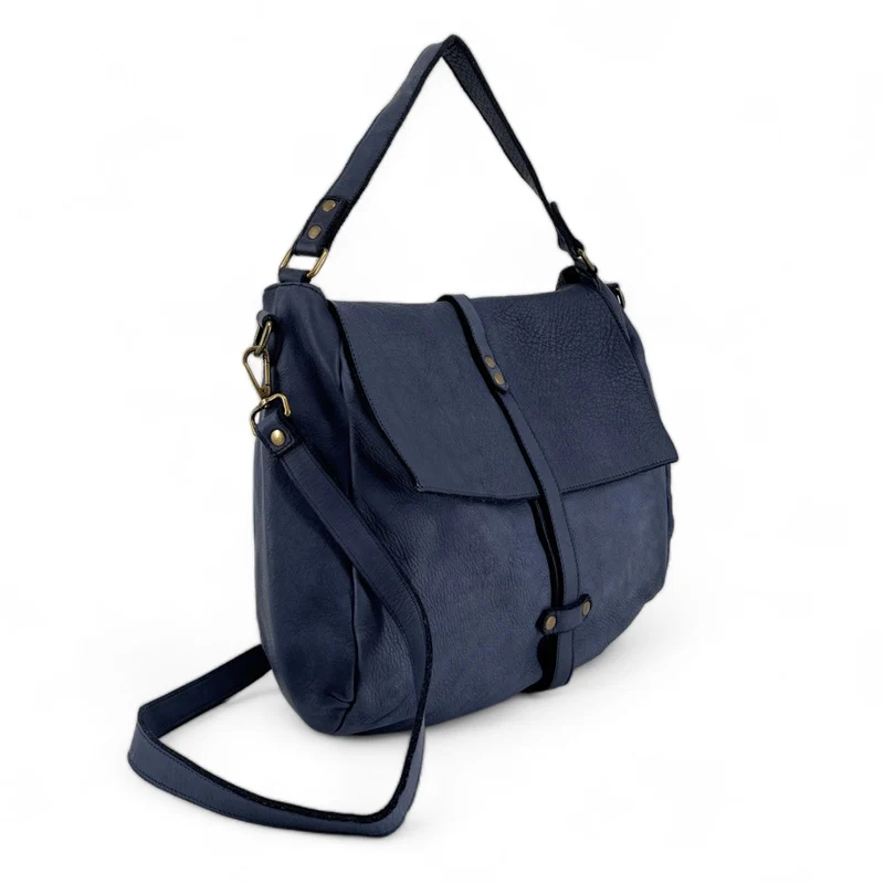 Sac messager en cuir vintage MISS CODY Bleu profond