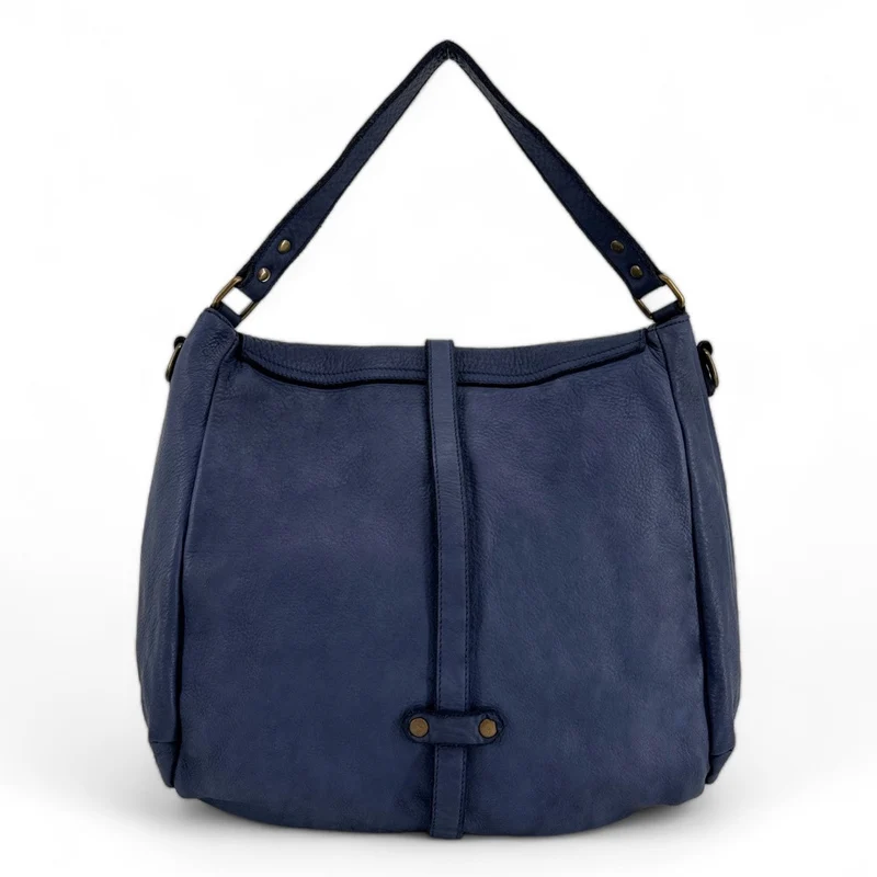 Sac messager en cuir vintage MISS CODY Bleu profond