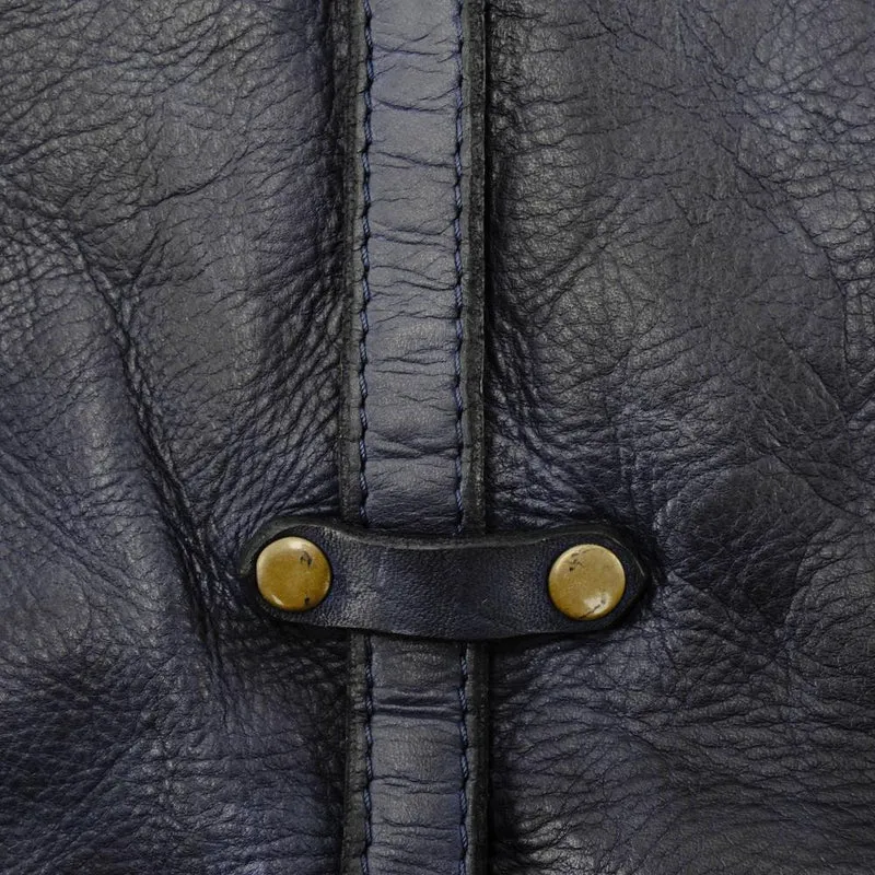 Sac messager en cuir vintage MISS CODY Bleu marine
