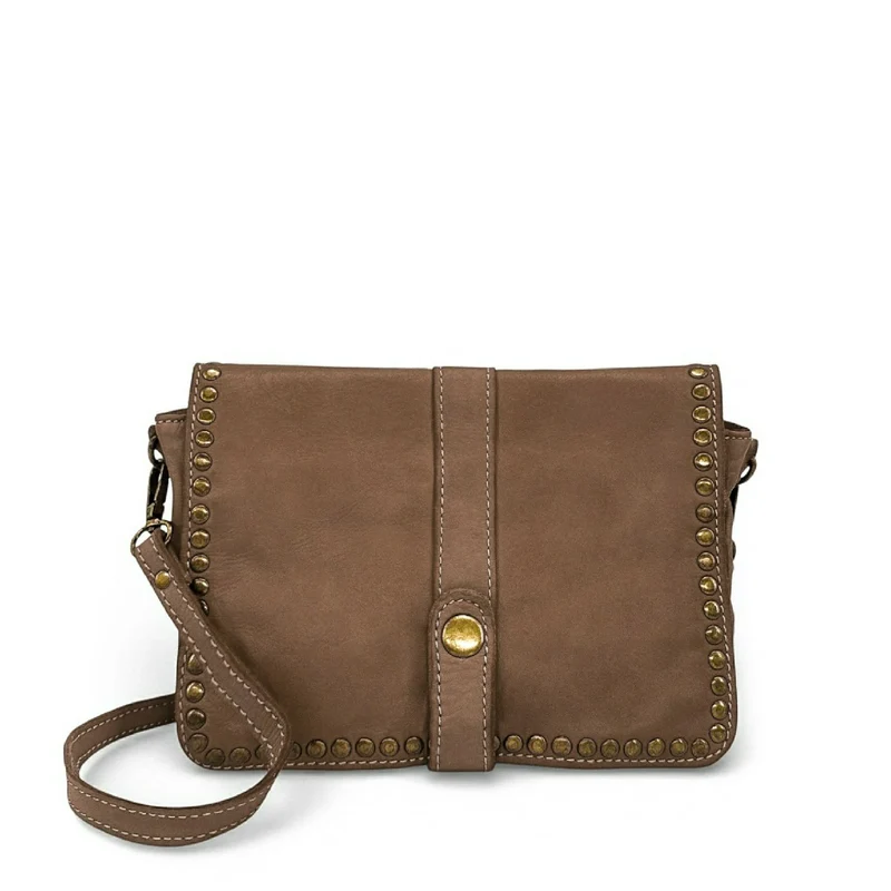 Sac besace à bandoulière en cuir vintage MISS SHAN Taupe foncé