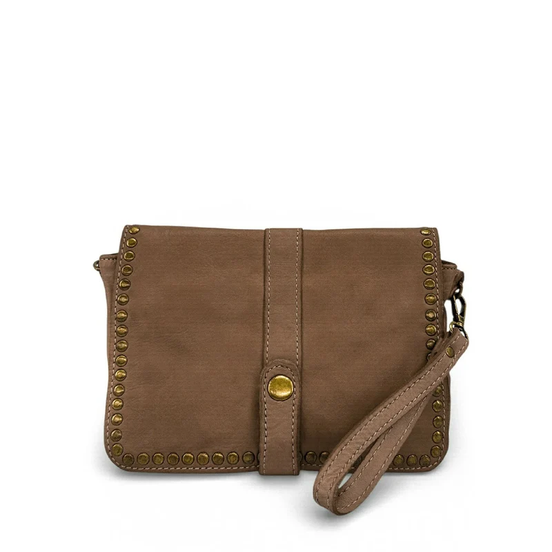 Sac besace à bandoulière en cuir vintage MISS SHAN Taupe foncé