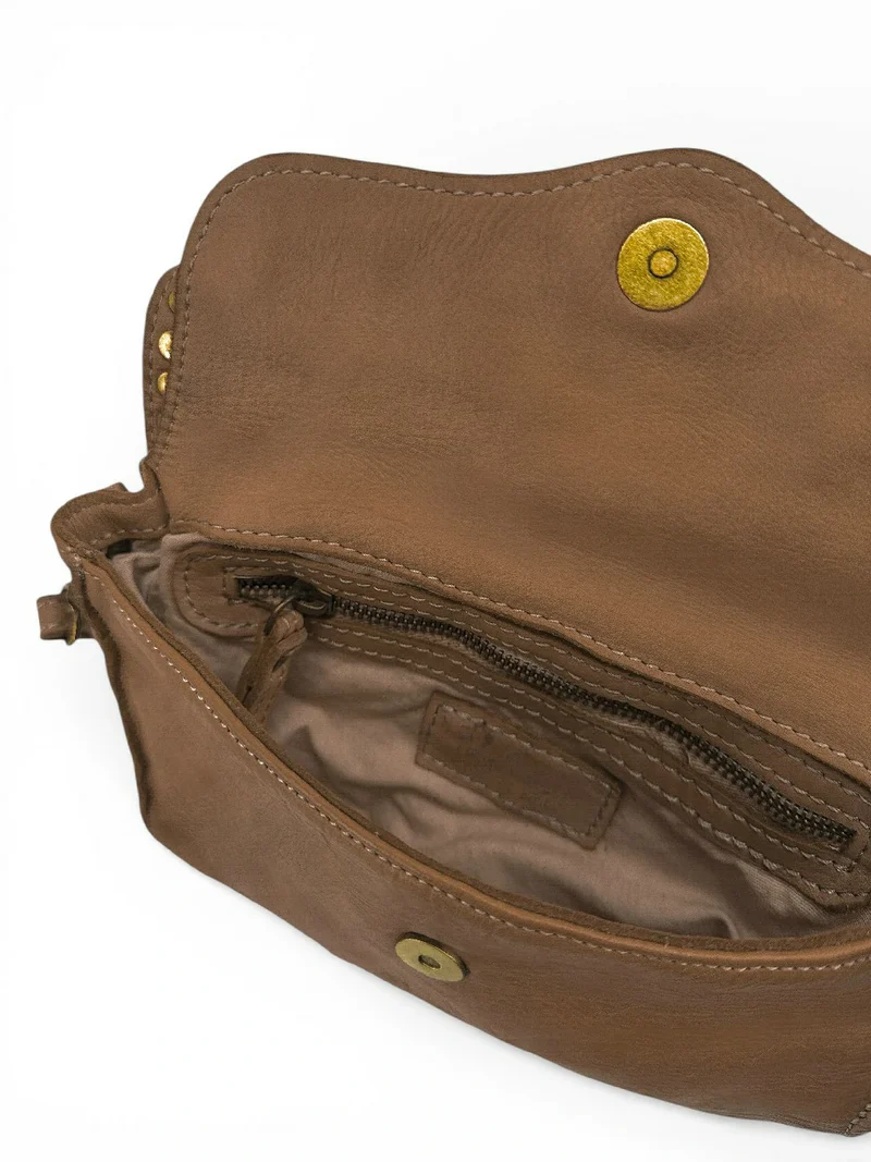 Sac besace à bandoulière en cuir vintage MISS SHAN Taupe foncé