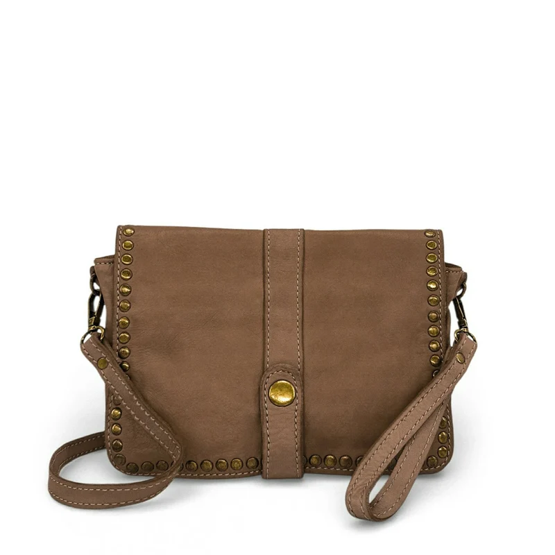 Sac besace à bandoulière en cuir vintage MISS SHAN Taupe foncé