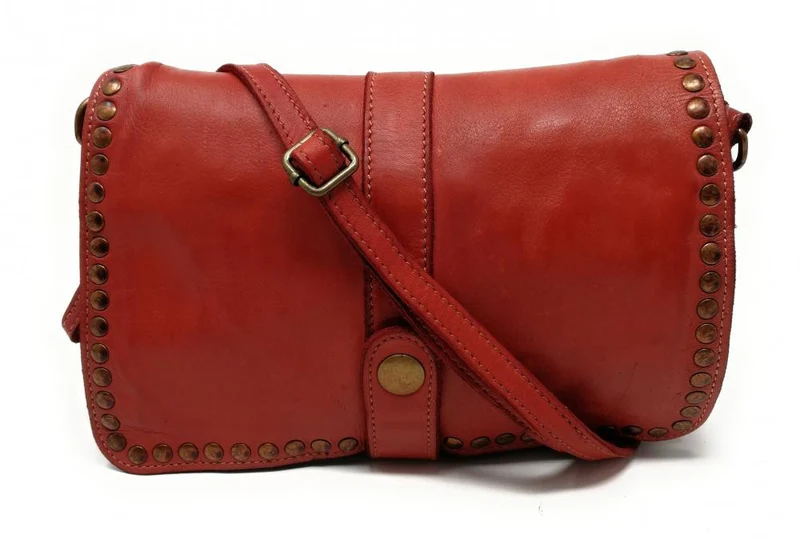 Sac besace à bandoulière en cuir vintage MISS SHAN Rouge garance