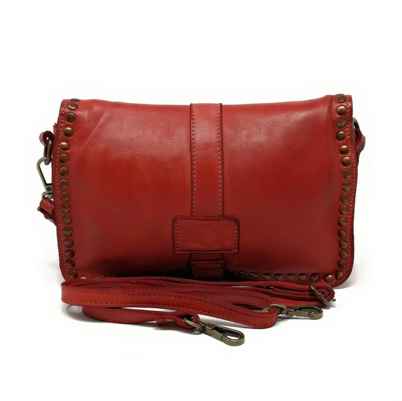 Sac besace à bandoulière en cuir vintage MISS SHAN Rouge garance