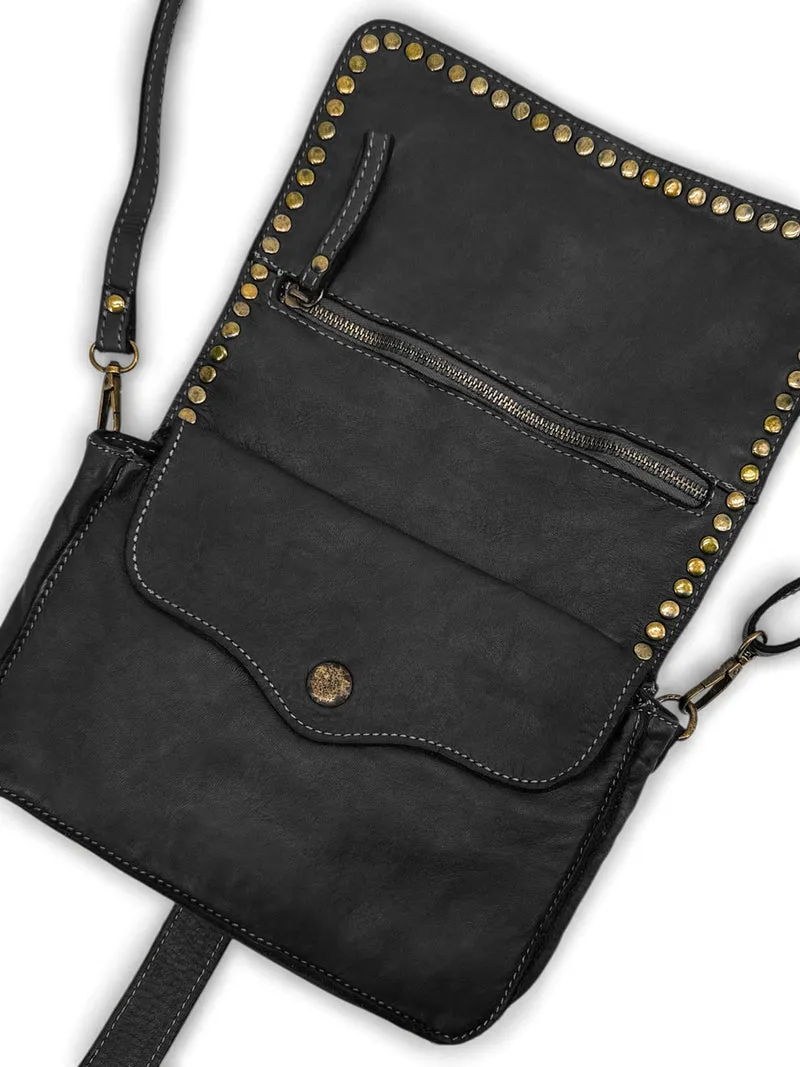 Sac besace à bandoulière en cuir vintage MISS SHAN Noir