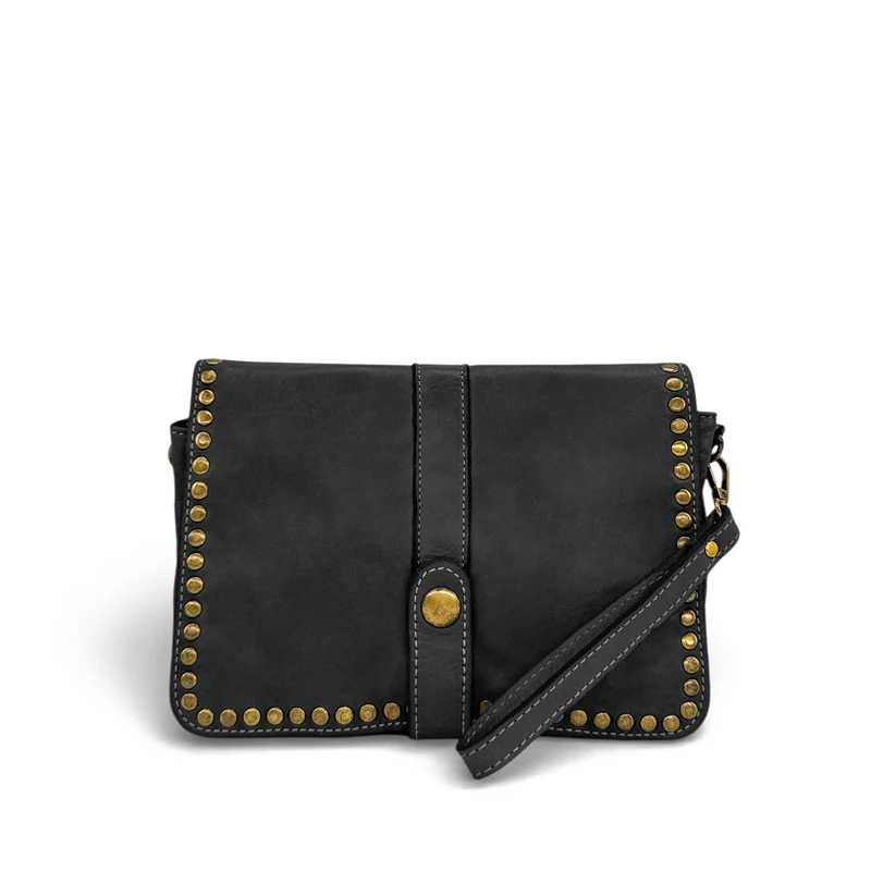 Sac besace à bandoulière en cuir vintage MISS SHAN Noir