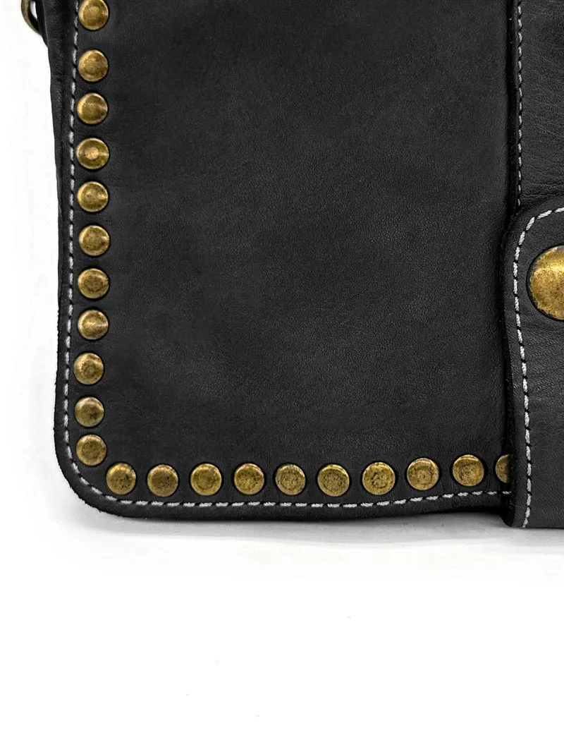 Sac besace à bandoulière en cuir vintage MISS SHAN Noir