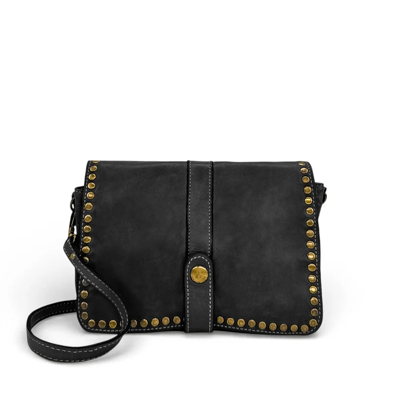 Sac besace à bandoulière en cuir vintage MISS SHAN Noir