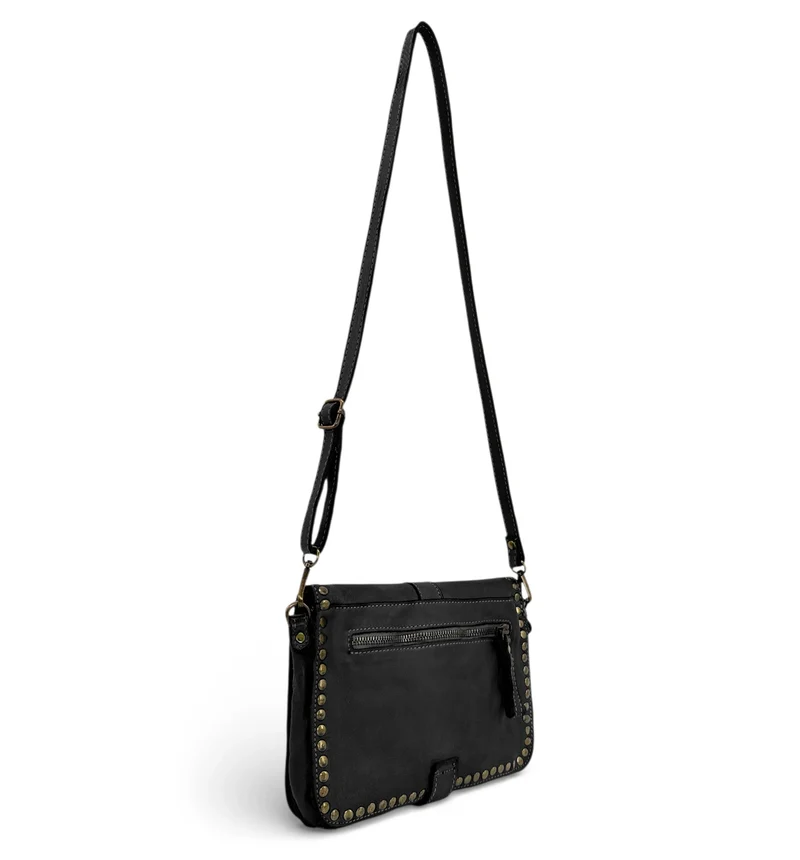 Sac besace à bandoulière en cuir vintage MISS SHAN Noir