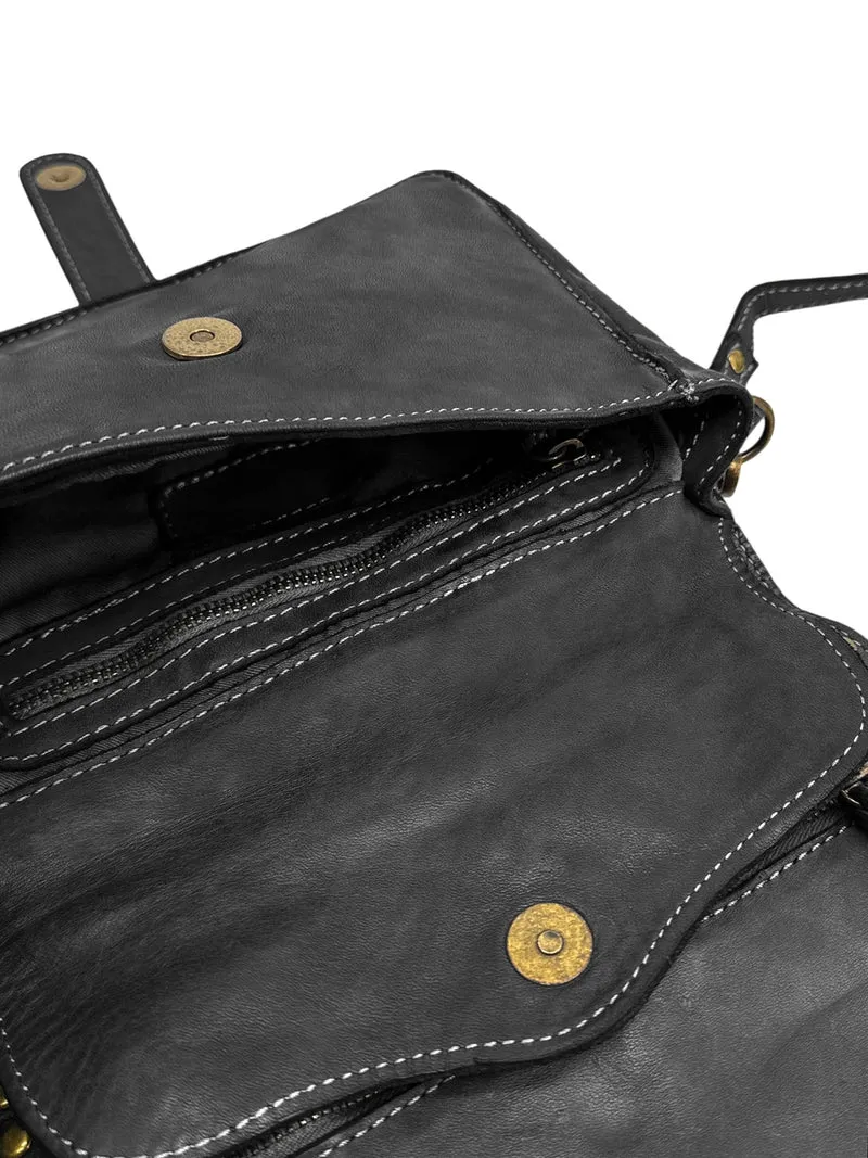 Sac besace à bandoulière en cuir vintage MISS SHAN Noir