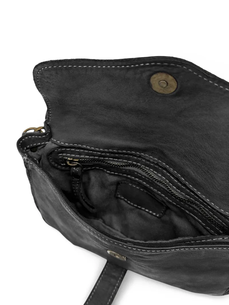 Sac besace à bandoulière en cuir vintage MISS SHAN Noir