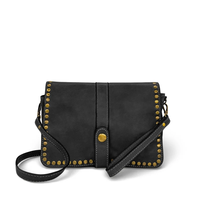 Sac besace à bandoulière en cuir vintage MISS SHAN Noir