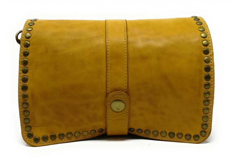 Sac besace à bandoulière en cuir vintage MISS SHAN Jaune Moutarde