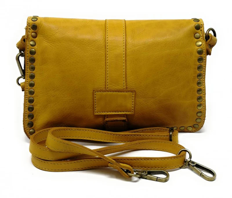 Sac besace à bandoulière en cuir vintage MISS SHAN Jaune Moutarde