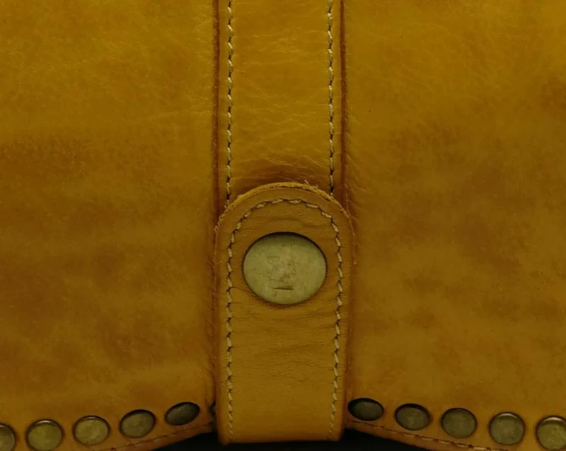 Sac besace à bandoulière en cuir vintage MISS SHAN Jaune Moutarde