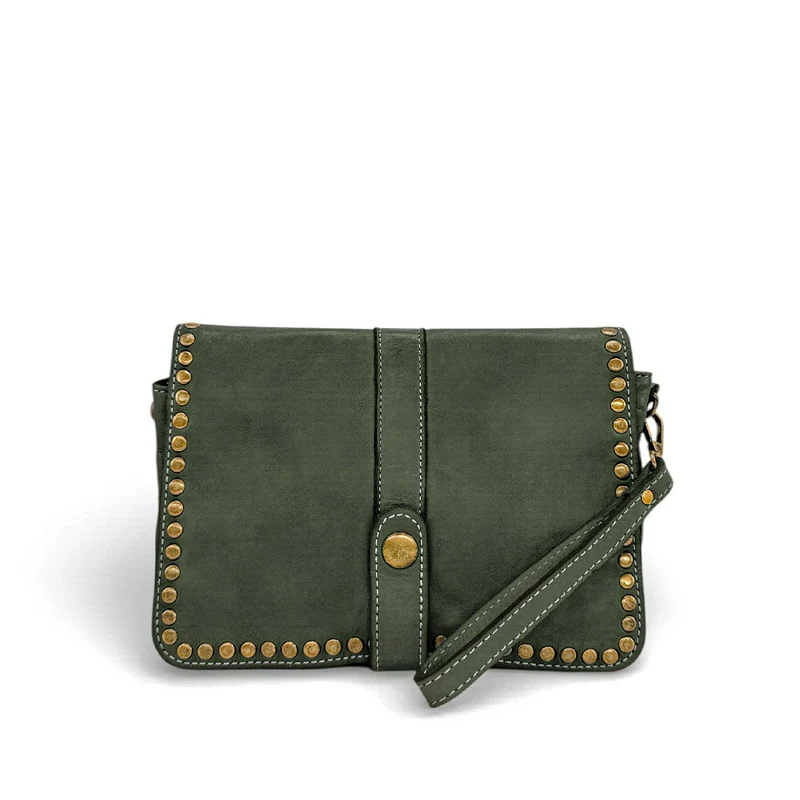 Sac besace à bandoulière en cuir vintage MISS SHAN Vert kaki
