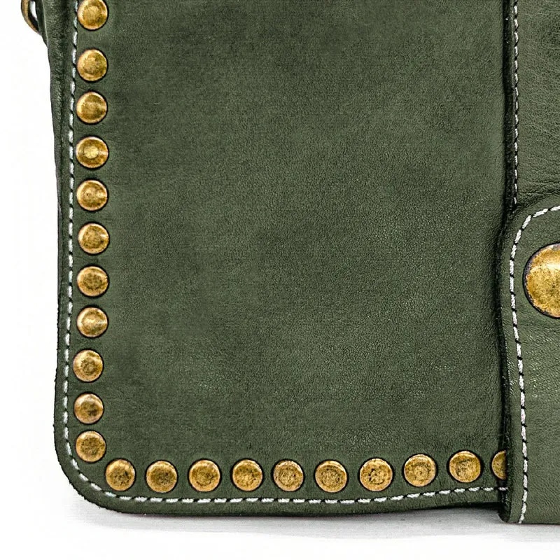 Sac besace à bandoulière en cuir vintage MISS SHAN Vert kaki