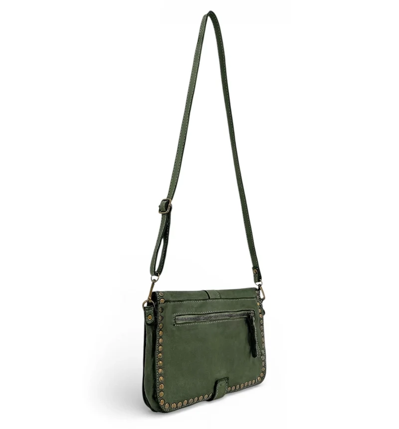 Sac besace à bandoulière en cuir vintage MISS SHAN Vert kaki