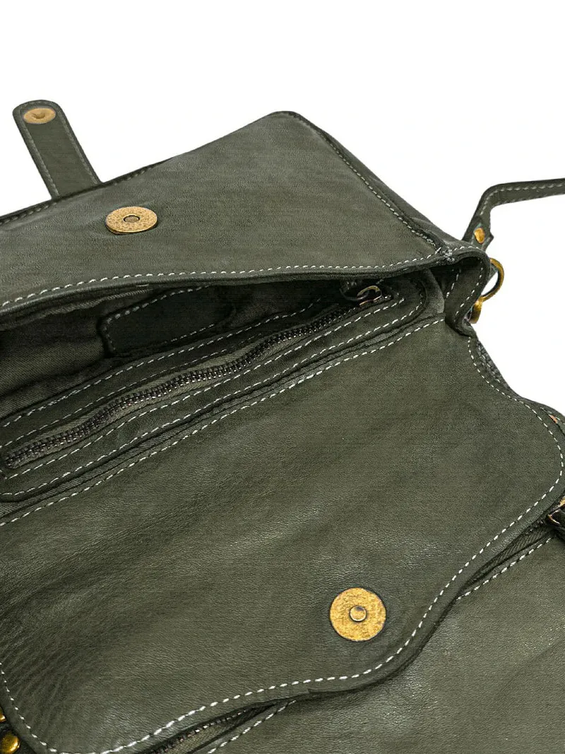 Sac besace à bandoulière en cuir vintage MISS SHAN Vert kaki