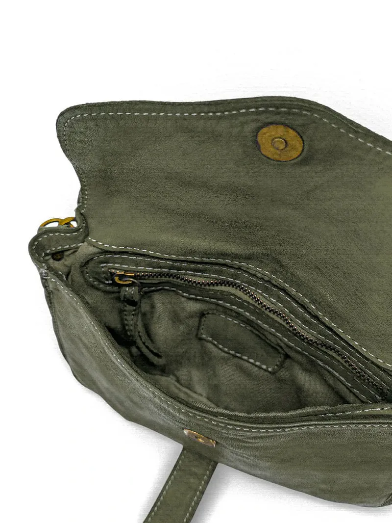 Sac besace à bandoulière en cuir vintage MISS SHAN Vert kaki