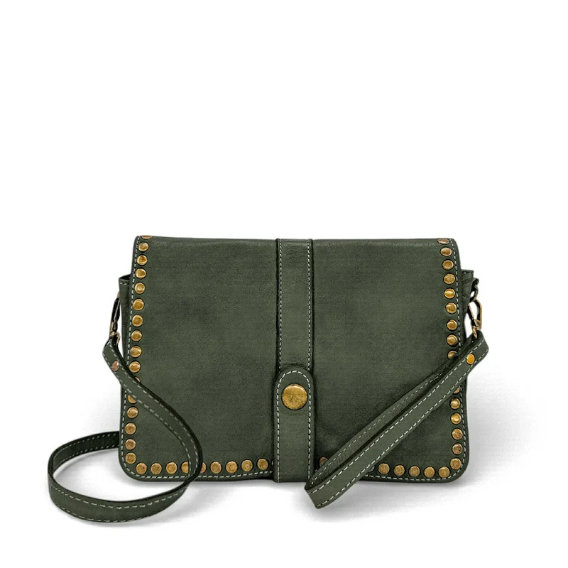 Sac besace à bandoulière en cuir vintage MISS SHAN Vert kaki