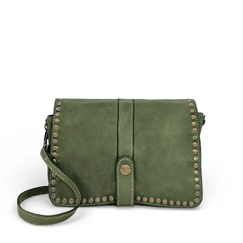 Sac besace à bandoulière en cuir vintage MISS SHAN Vert kaki clair