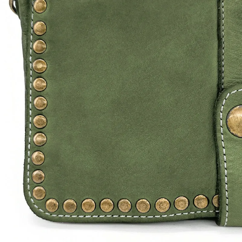 Sac besace à bandoulière en cuir vintage MISS SHAN Vert kaki clair