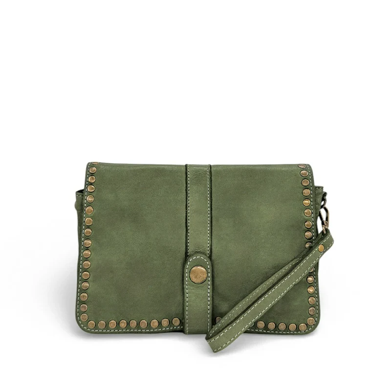 Sac besace à bandoulière en cuir vintage MISS SHAN Vert kaki clair