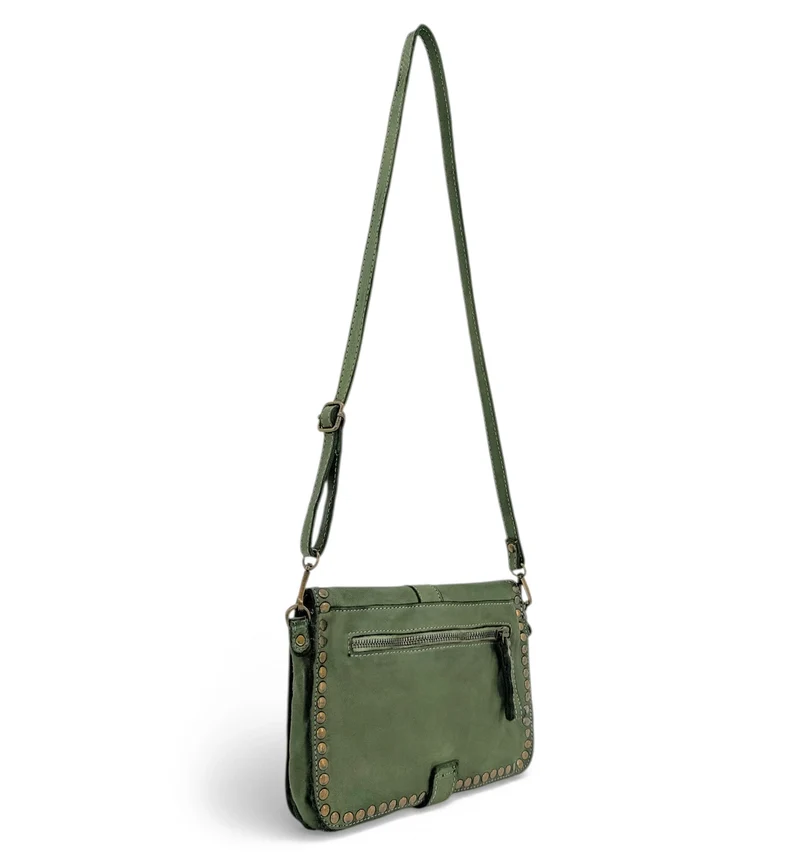 Sac besace à bandoulière en cuir vintage MISS SHAN Vert kaki clair