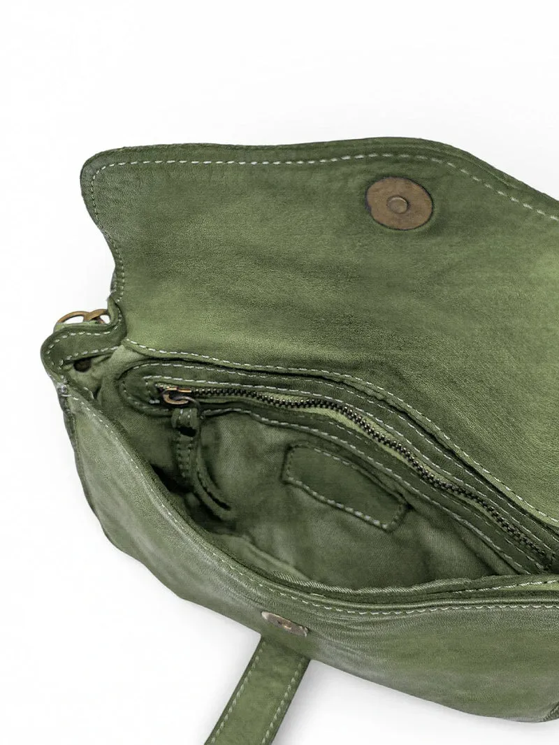 Sac besace à bandoulière en cuir vintage MISS SHAN Vert kaki clair