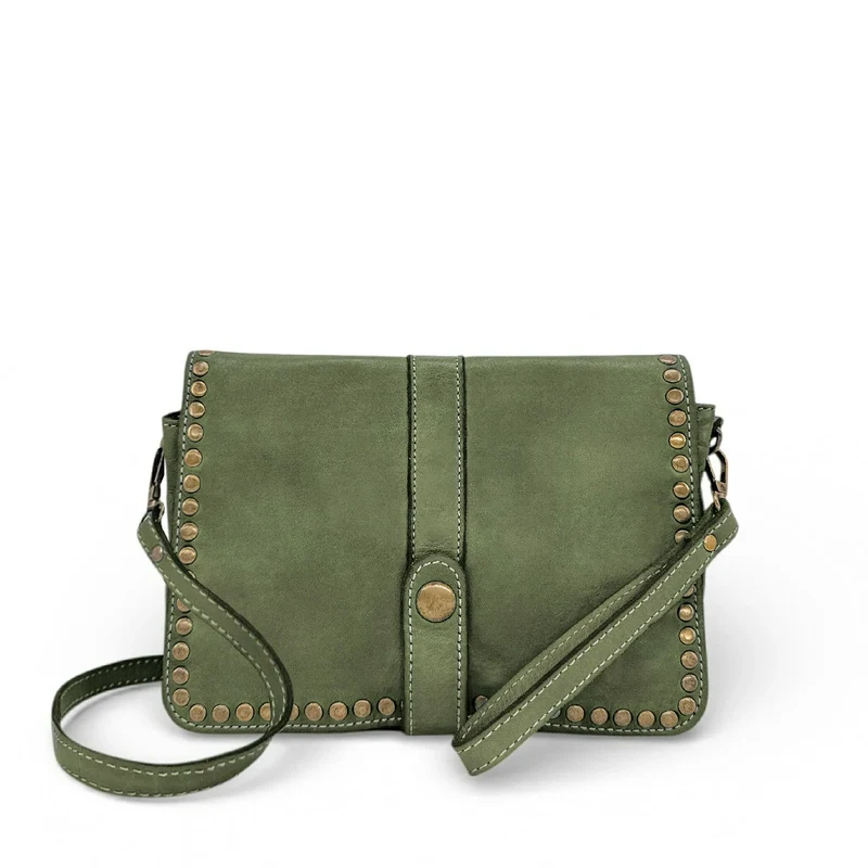 Sac besace à bandoulière en cuir vintage MISS SHAN Vert kaki clair
