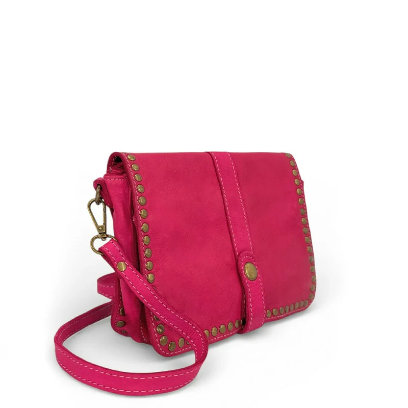 Sac besace à bandoulière en cuir vintage MISS SHAN Rose fuchsia