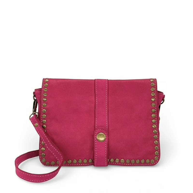 Sac besace à bandoulière en cuir vintage MISS SHAN Rose fuchsia
