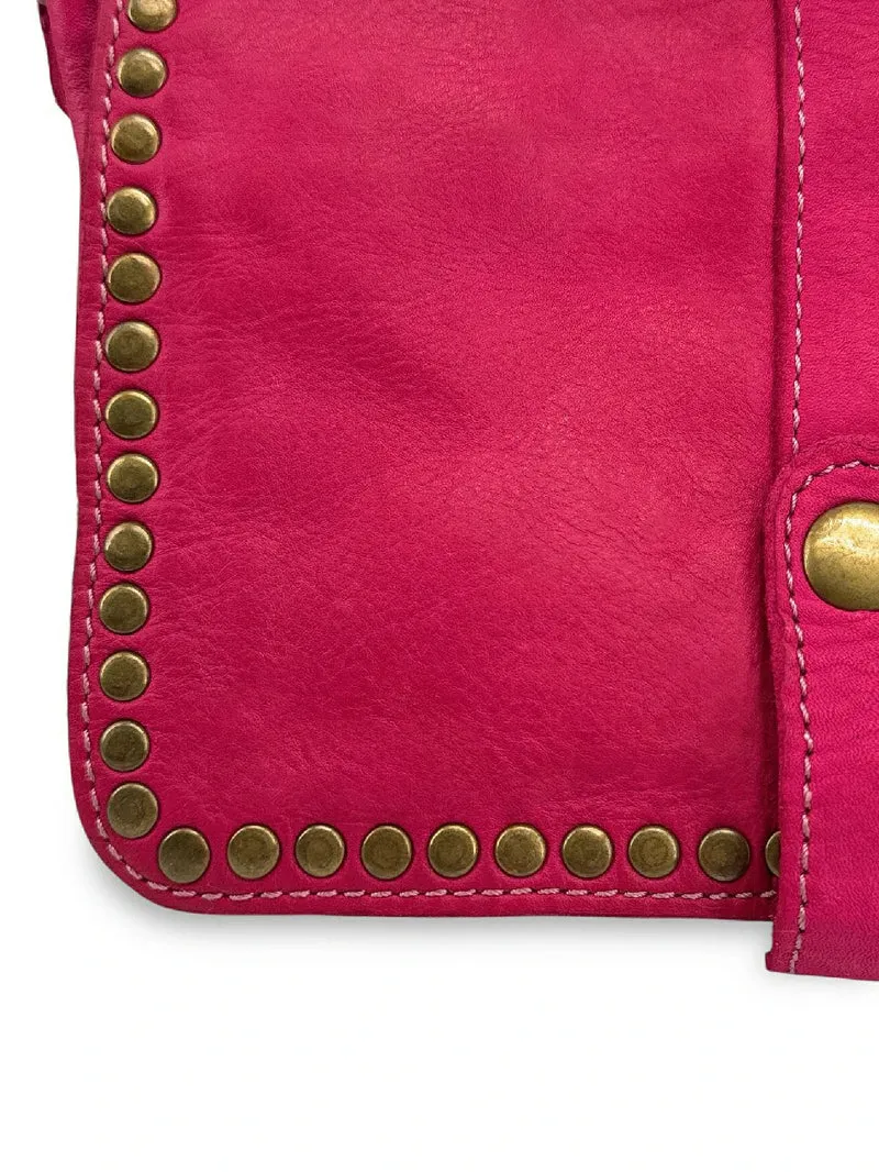 Sac besace à bandoulière en cuir vintage MISS SHAN Rose fuchsia