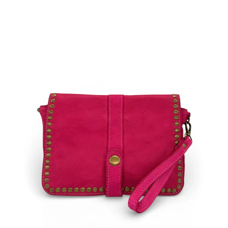 Sac besace à bandoulière en cuir vintage MISS SHAN Rose fuchsia