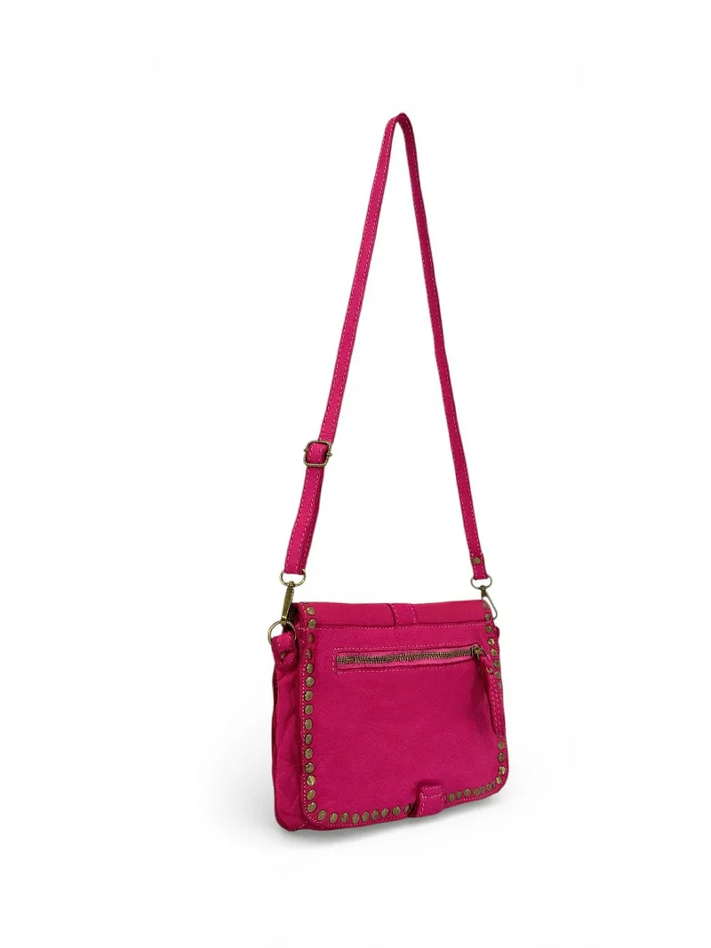 Sac besace à bandoulière en cuir vintage MISS SHAN Rose fuchsia