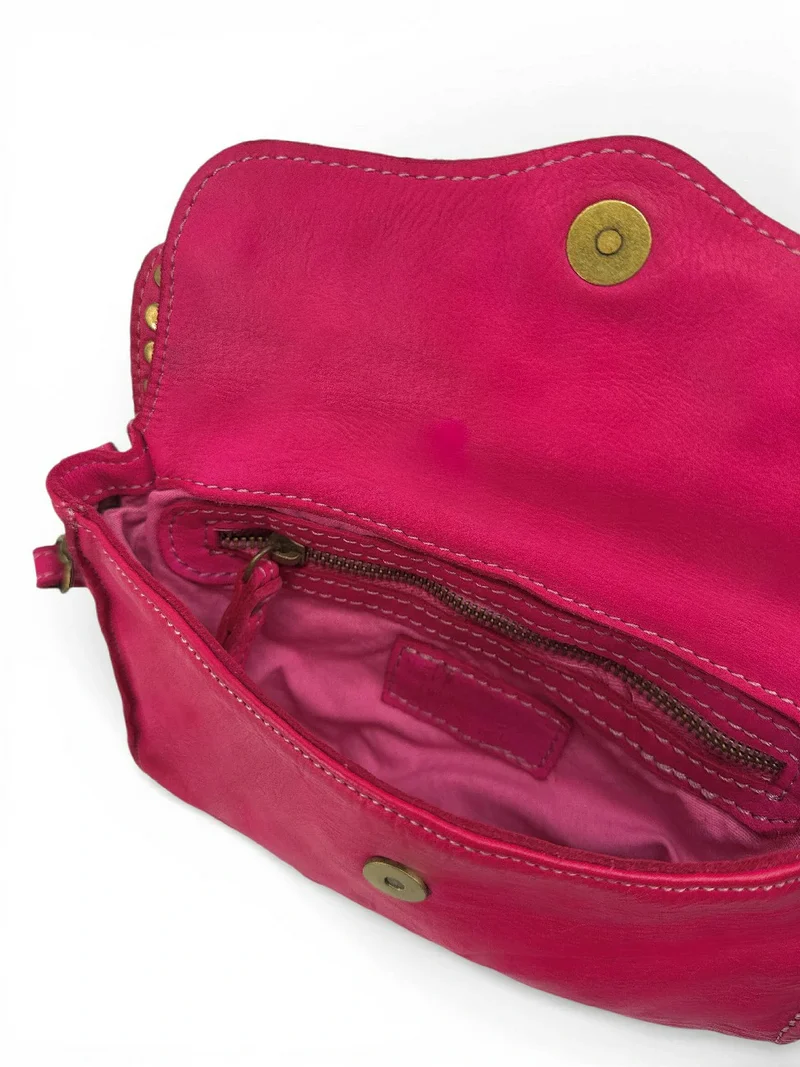 Sac besace à bandoulière en cuir vintage MISS SHAN Rose fuchsia