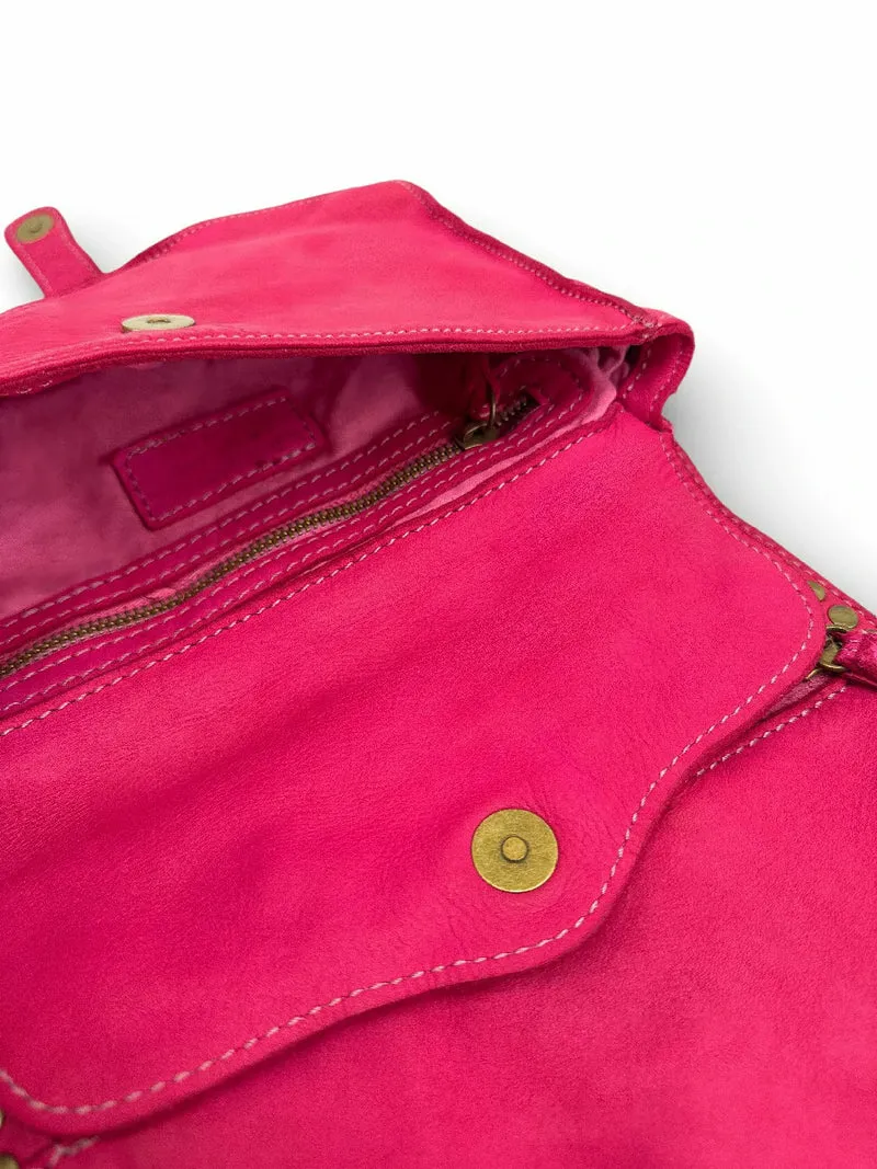 Sac besace à bandoulière en cuir vintage MISS SHAN Rose fuchsia