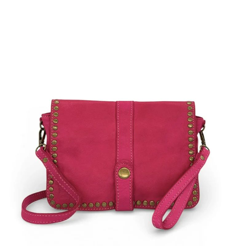 Sac besace à bandoulière en cuir vintage MISS SHAN Rose fuchsia