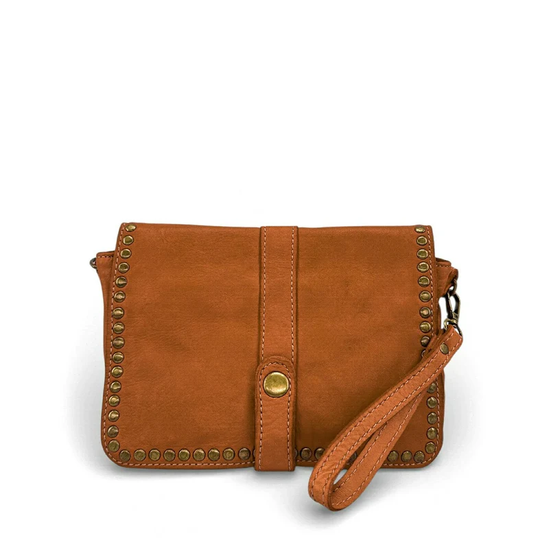 Sac besace à bandoulière en cuir vintage MISS SHAN Camel foncé