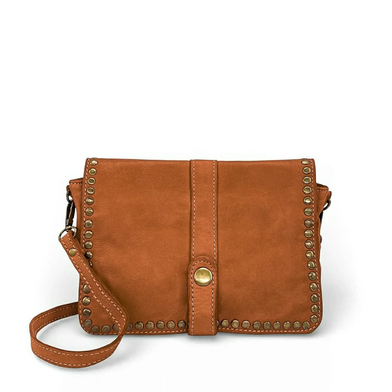 Sac besace à bandoulière en cuir vintage MISS SHAN Camel foncé