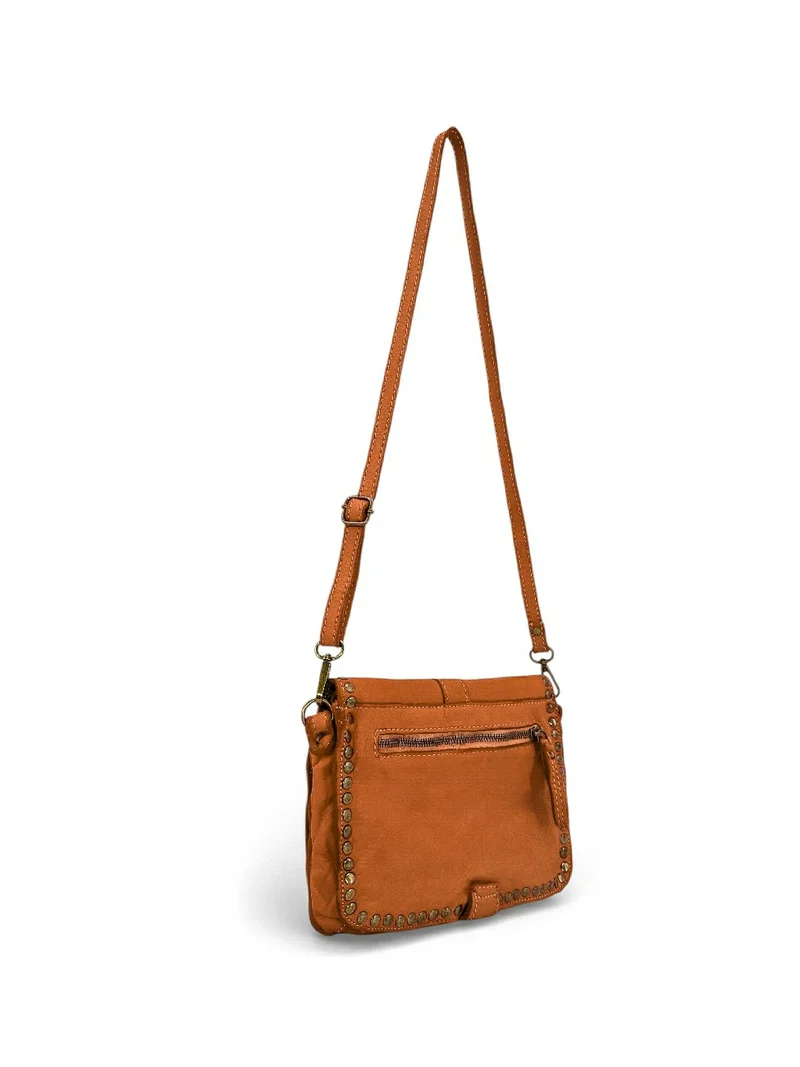 Sac besace à bandoulière en cuir vintage MISS SHAN Camel foncé