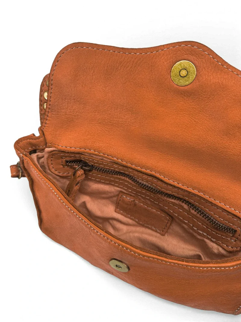 Sac besace à bandoulière en cuir vintage MISS SHAN Camel foncé