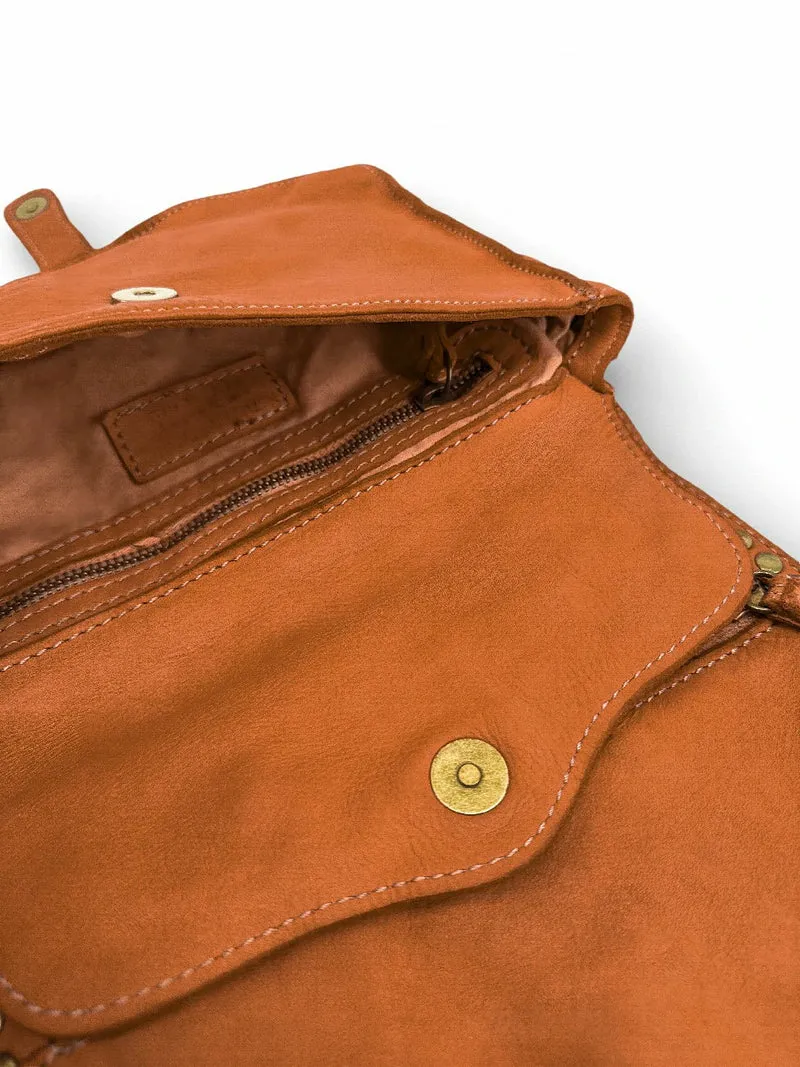 Sac besace à bandoulière en cuir vintage MISS SHAN Camel foncé