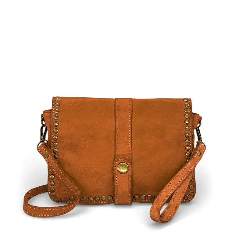 Sac besace à bandoulière en cuir vintage MISS SHAN Camel foncé