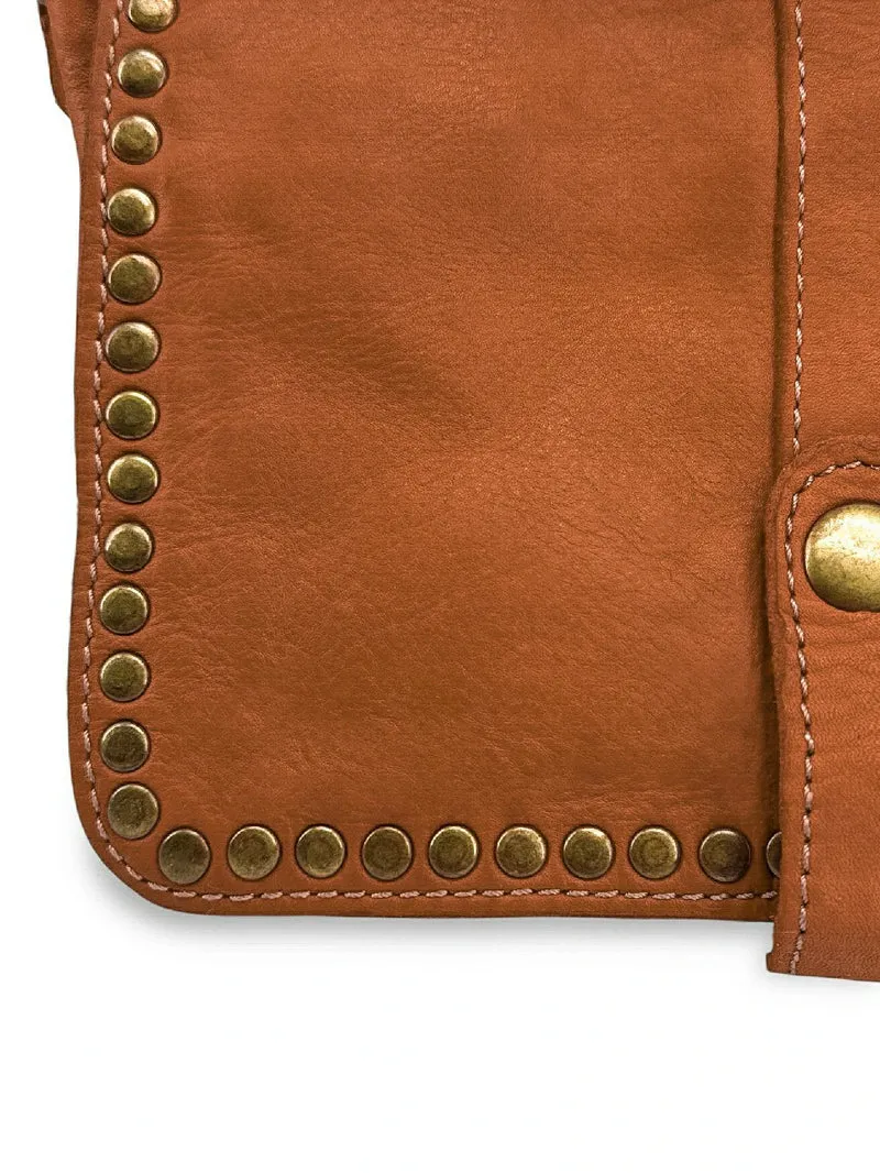 Sac besace à bandoulière en cuir vintage MISS SHAN Camel foncé