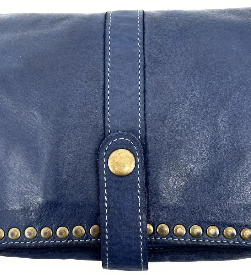 Sac besace à bandoulière en cuir vintage MISS SHAN Bleu marine
