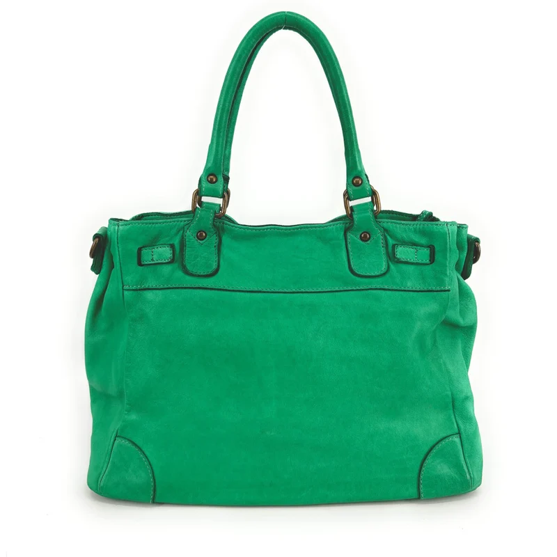 Sac cabas en cuir vintage MISS JEANNE Vert Véronèse